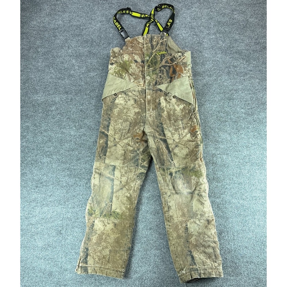 Cabelas Zonz Woodlands Camo Insulated Youth Hunting Bibs Large Camouflage Bib